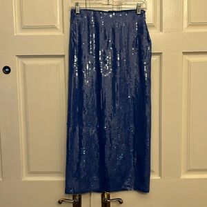 Zara Women’s Sequin Maxi Pencil Style Skirt, CS. Cornflower Blue. NWT.